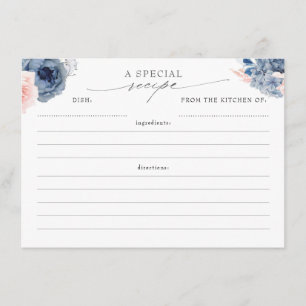 Cartes de recettes élégantes bleu poussiéreux et m