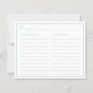 Cartes de recettes élégantes classiques
