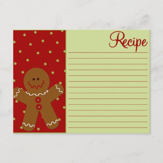 Cartes de recettes en pain d'épice de Noël (Devant)
