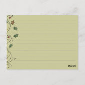 Cartes de recettes en pain d'épices (Dos)