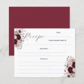 Cartes de recettes florales bordeaux (Devant / Derrière)