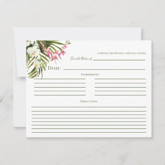 Cartes de recettes florales roses de verdure de pl (Devant)