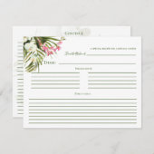 Cartes de recettes florales roses de verdure de pl (Devant / Derrière)