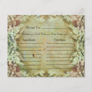 Cartes de recettes florales vintage