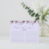 Cartes de recettes florales violet lavande (Debout devant)