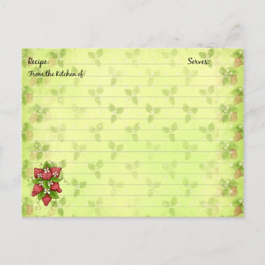Cartes de recettes fraises (Devant)