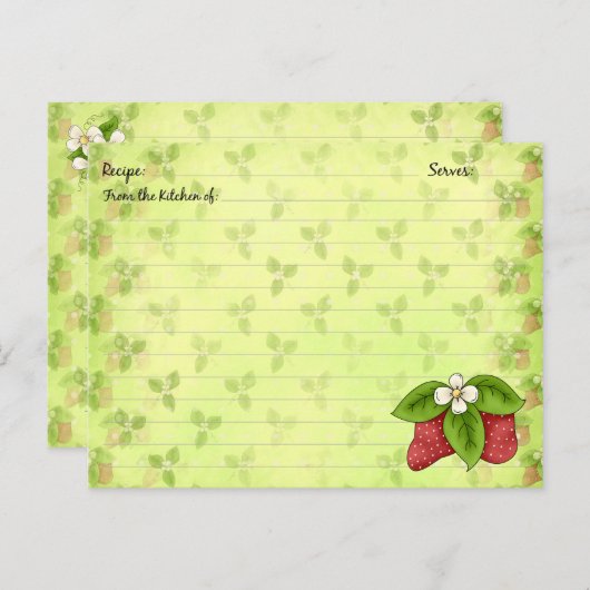 Cartes de recettes fraises (Devant / Derrière)