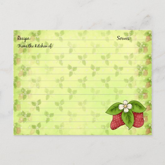 Cartes de recettes fraises (Devant)