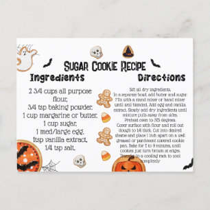 Cartes de recettes Halloween, Cookies Halloween
