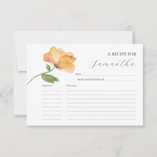 Cartes de recettes imprimables Aquarelle Fleurs de (Devant)