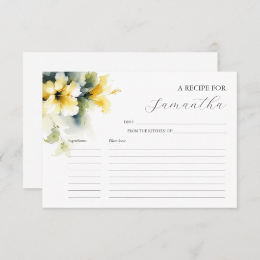 Cartes de recettes imprimables Fleurs aquarelles (Devant / Derrière)