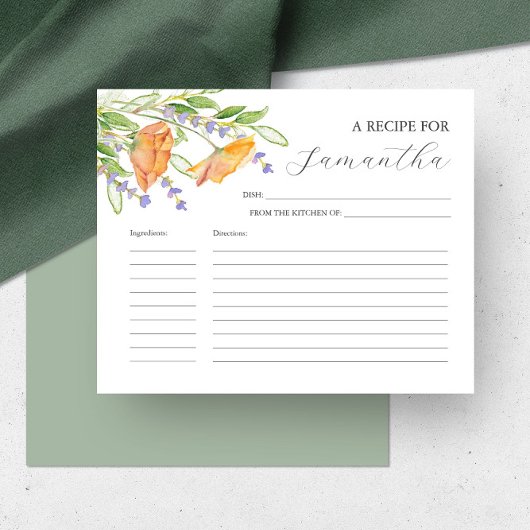 Cartes de recettes imprimables Fleurs aquarelles