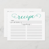 Cartes de recettes Jade Script Fête des mariées mo (Devant / Derrière)
