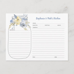 Cartes de recettes Mason Mason Floral bleu Dusty