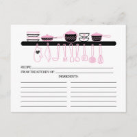 Cartes de recettes nuptiales de gadgets de cuisine