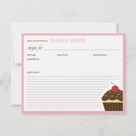 Cartes de recettes personnalisées Cupcake moderne (Devant)