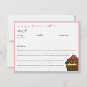 Cartes de recettes personnalisées Cupcake moderne