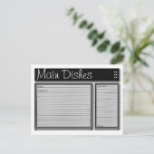Cartes de recettes personnalisées en noir et blanc (Debout devant)