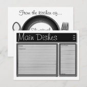 Cartes de recettes personnalisées en noir et blanc (Devant / Derrière)