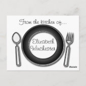 Cartes de recettes personnalisées en noir et blanc (Dos)