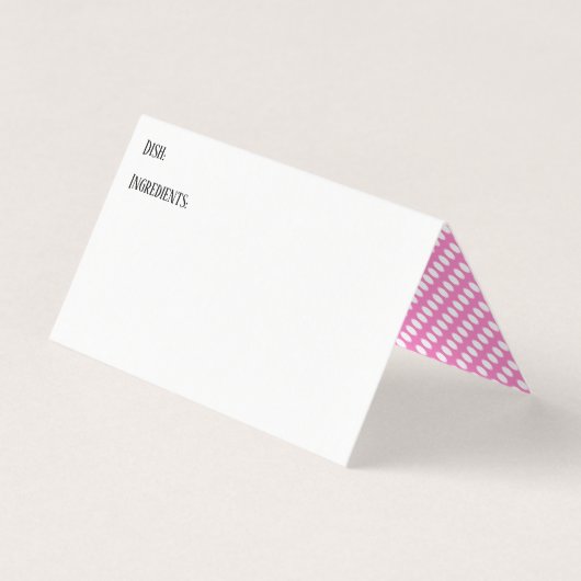 Cartes de recettes Potluck Pois rose et blanc (Devant)