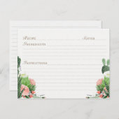 Cartes de recettes pour fête de mariage Fiesta (Devant / Derrière)