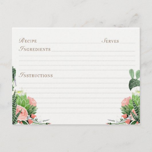 Cartes de recettes pour fête de mariage Fiesta (Devant)