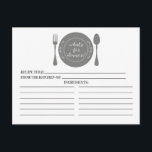 Cartes de recettes pour une Baby Shower sur le thè<br><div class="desc">Cartes de recettes de cuisine pour enterrement de vie de jeune fille contemporain avec un plat gris élégant et un ensemble de fourchette et cuillère sur un fond blanc croustillant. Le devant de notre carte de recette offre un espace pour un titre de recette, "de la cuisine de" et les...</div>