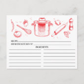 Cartes de recettes Red Sketched Kitchen Tools (Devant)