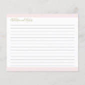 Cartes de recettes rose et or wedding shower (Dos)