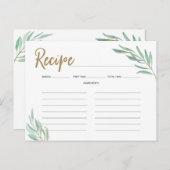 Cartes de recettes - Rustic Greenery Fête des mari (Devant / Derrière)