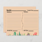 Cartes de recettes Rustique Boho Sud-Ouest Catcus (Devant / Derrière)