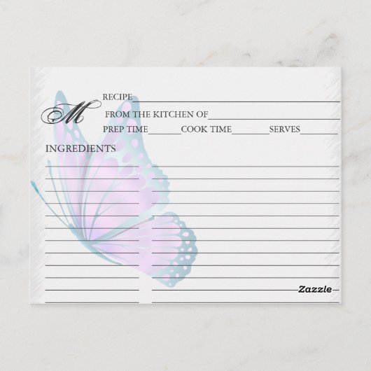 Cartes de recettes simples Turquoise et Mauve papi (Dos)