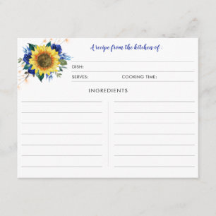 Cartes de recettes Sunflower Blue Rose Lights
