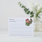 Cartes de recettes vierges : Carte postale papillo (Debout devant)