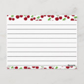 Cartes de recettes vierges : Cerises (Dos)