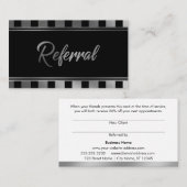 Cartes de recommandation avec typographie argentée (Devant / Derrière)