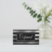 Cartes de recommandation élégantes rayées argent e (Debout devant)