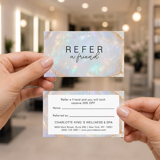 Cartes de recommandation en marbre holographique o