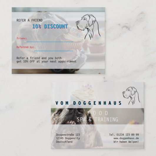 cartes de recommandation grands danois (Devant / Derrière)