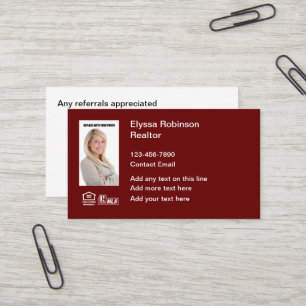 Cartes de recommandation pour agents immobiliers p