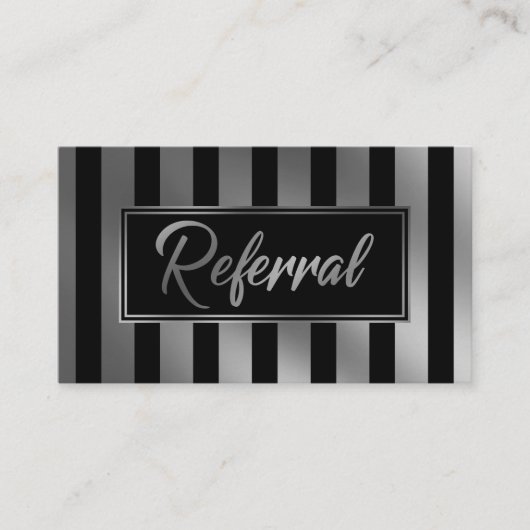 Cartes de recommandation rayées verticales argent (Devant)