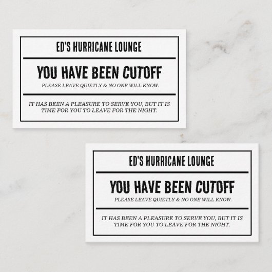 Cartes de réduction du bar-pub (Devant / Derrière)