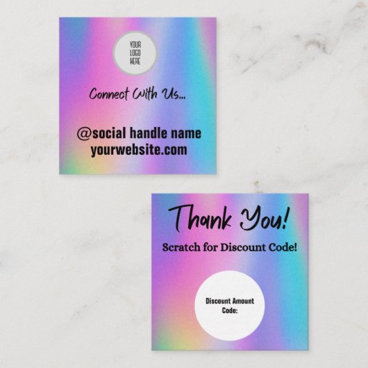 Cartes de réduction Holographique Scratch Off (Devant / Derrière)