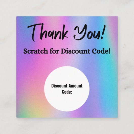 Cartes de réduction Holographique Scratch Off (Dos)