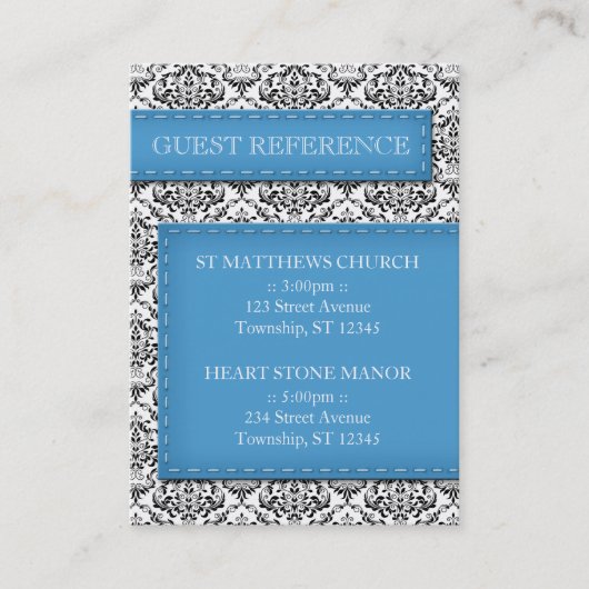 Cartes de référence de l'invité Mariage damassé av (Devant)