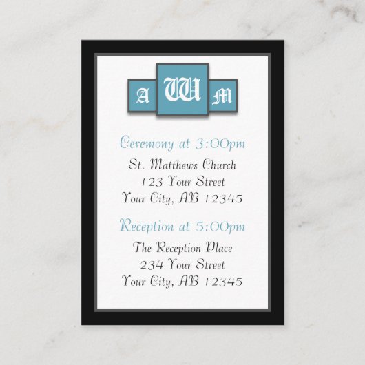 Cartes de référence de l'invité moderne bleu Tri-M (Devant)
