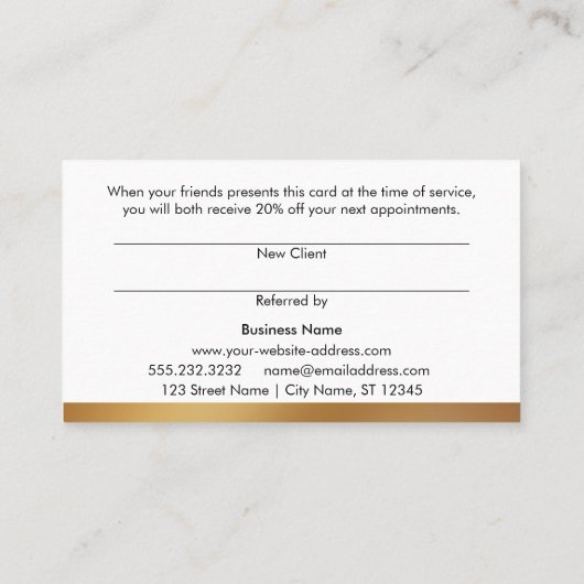 Cartes de référence élégantes en or et en noir gra (Dos)