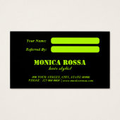 Cartes de référence en noir de néon moderne (Dos)