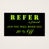 Cartes de référence en noir de néon moderne (Devant)